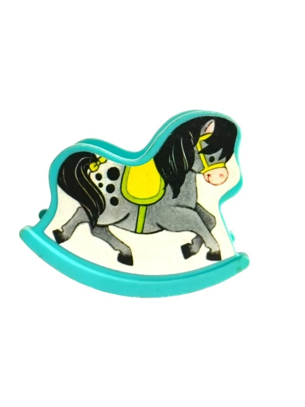 Vtg Fisher-Price Little People Rocking Horse #761Turquoise Baby Nursery Furnitur